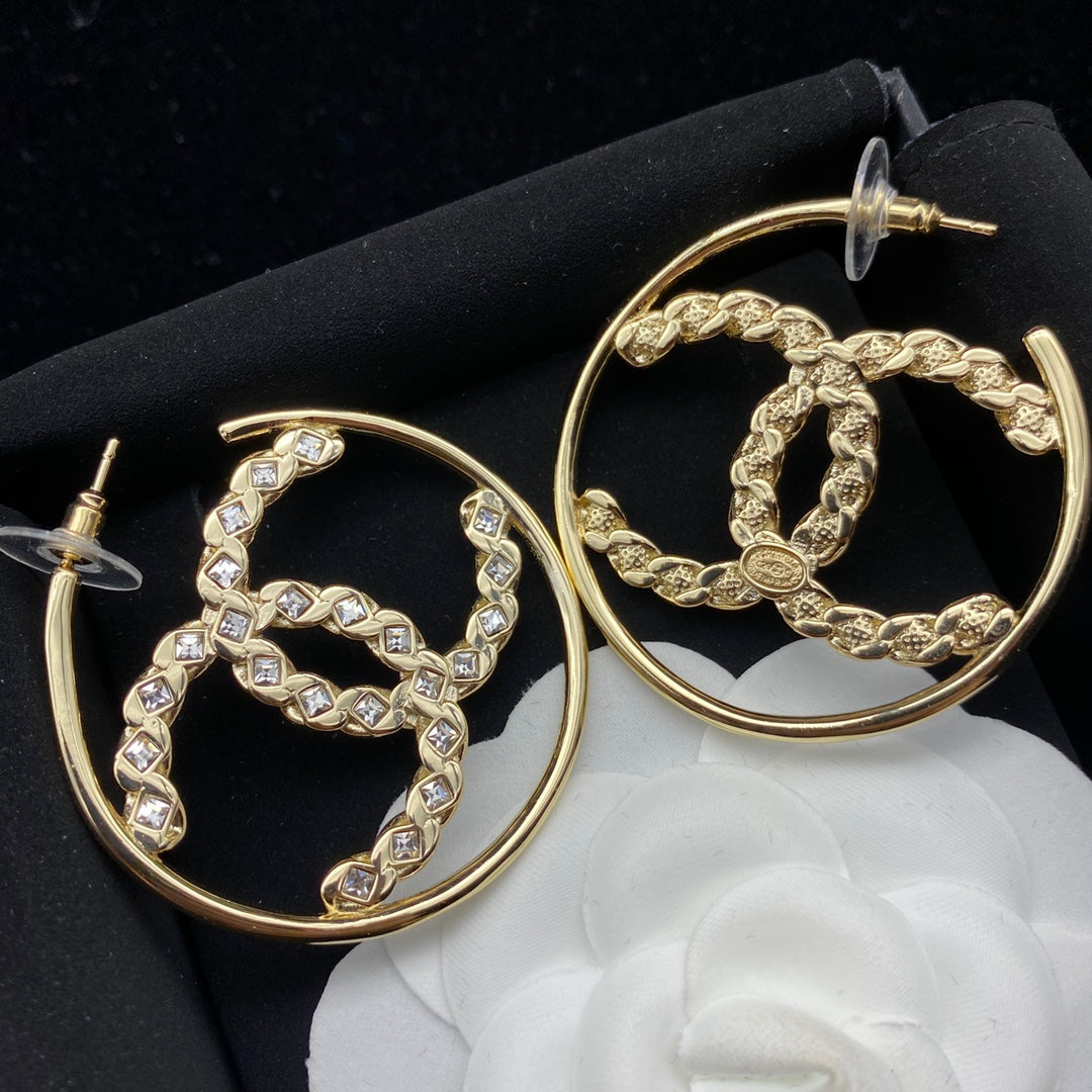 2025 Diamond Letter Hoop Earrings