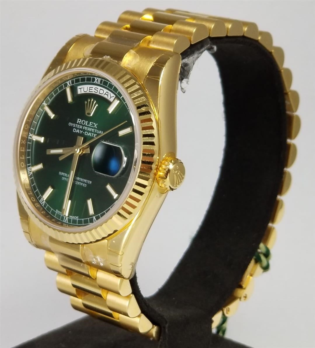 2025 Smartwatch, Day-Date 118238, Gold Model, Bright Green Dial