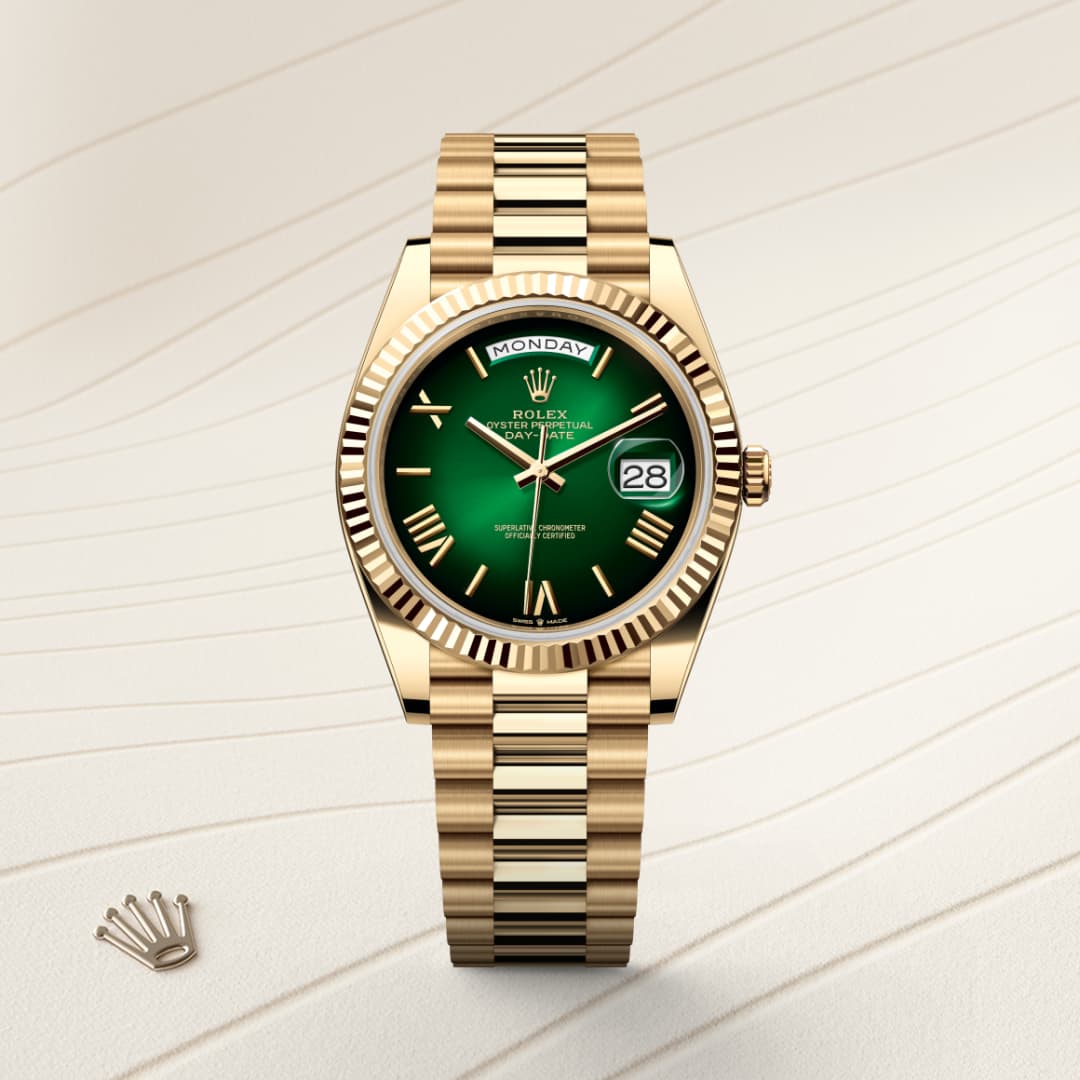 2025 Smartwatch, Day-Date 118238, Gold Model, Bright Green Dial