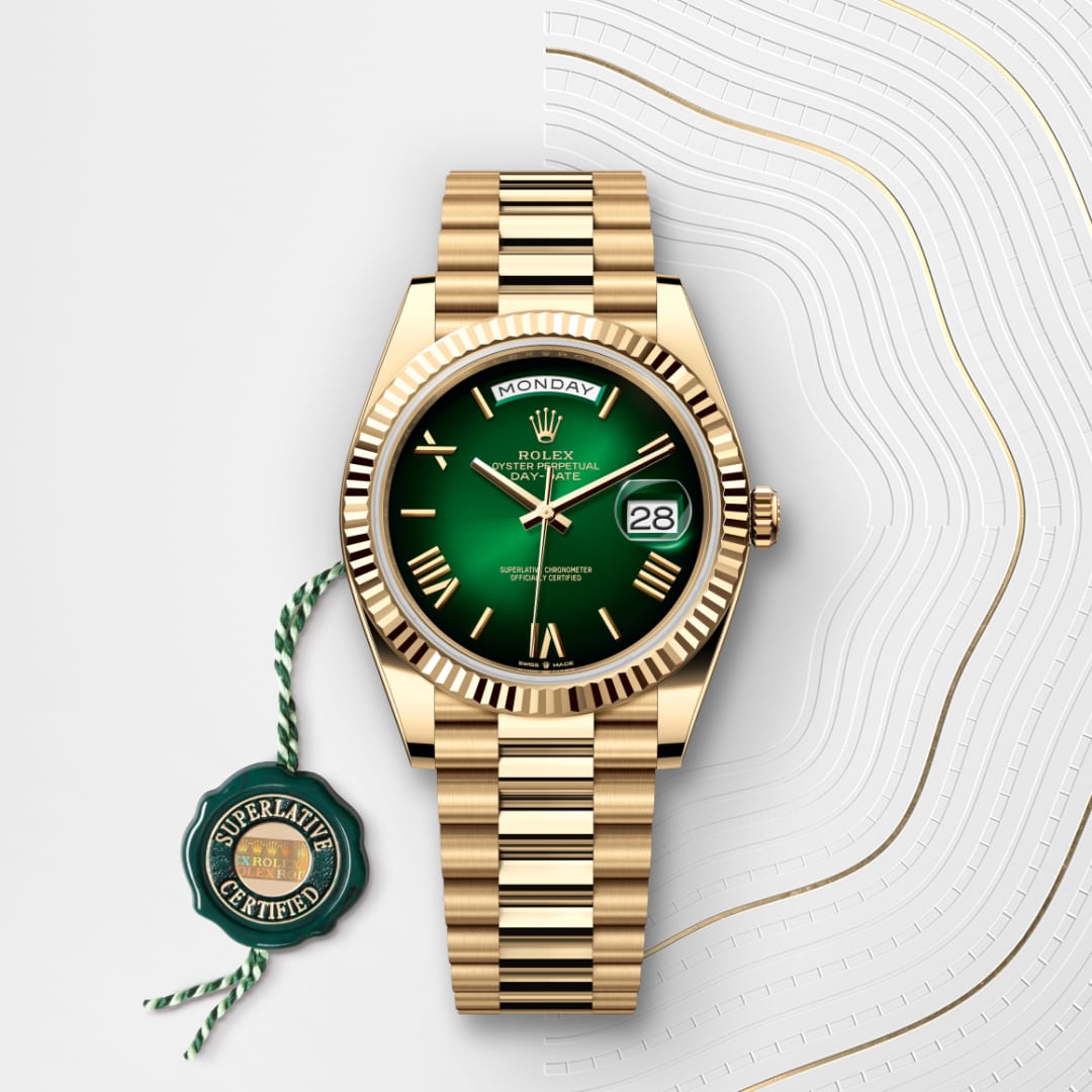 2025 Smartwatch, Day-Date 118238, Gold Model, Bright Green Dial