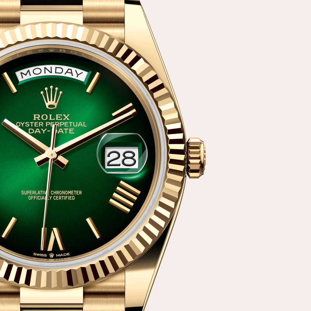 2025 Smartwatch, Day-Date 118238, Gold Model, Bright Green Dial