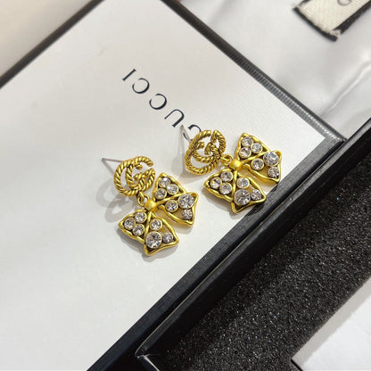 2025 Sparkling Diamond Bow Earrings
